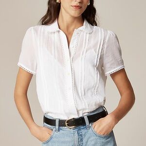 J crew Button-up short-sleeve shirt in cotton voile white